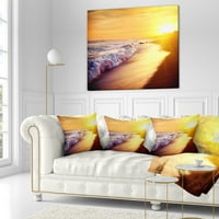 Designart Svijetlo žuto nebo s pjenastim valovima - jastuk za bacanje morske obale - 18x18