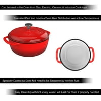 Tava za pečenje od lijevanog željeza s poklopcem - emajlirana posuda od litre za pećnicu ili štednjak-za juhu, piletinu, varivo i