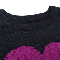 Ženski casual pulover s printom srca preveliki džemper dugih rukava s okruglim vratom pleteni džemper od srca vrhovi Slatki pleteni