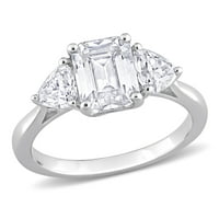 MIABELLA WOMANS 2- CArat T.G.W. Octagon i trilliant-rezani rosa White stvorili su moissanite sterling srebrni zaručnički prsten od