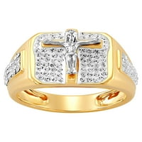 Sjajnost fini nakit kristali Orao prsten u srebrnom i 18k zlatnoj ploči, veličina 11
