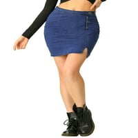Jedinstvene ponude za žensko ljeto zatvarača visoki struk prednji a-line mini traper suknja plava xl