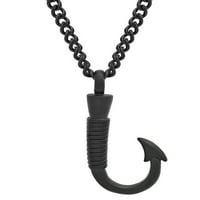 Lanac ogrlice od nehrđajućeg čelika crni privjesak za ribu