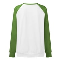 Ženska majica za Dan svetog Patrika s grafičkim printom dugih rukava U boji blok zelena Raglan majica okruglog vrata jednobojni pulover