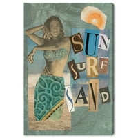Wynwood Studio Nautical and Coastal Wall Art Canvas Otisci 'Sun Surf pijesak Anne Wadsworth' nautički sportovi - zelena, smeđa