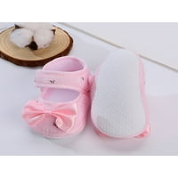 Cipele za dječji krevetić s mekim potplatom s ravnim potplatom, večernje slatke cipele u stilu princeze s mašnom u ružičastoj boji