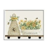 Stupell Industries Neka sreća procvjeta pčelinju gnijezda cvijeće gnijezdo, 11, dizajn Cindy Jacobs