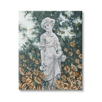 _ Graciozan Kip žene u vrtu okružen cvjetajućim cvijećem, Galerija slika, omotano platno, zidna umjetnost, dizajn