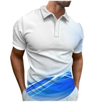 Muške košulje Muška modna polo majica s preklopom u boji, ležerni gornji dio dugih rukava, plava;