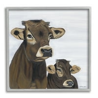 Stupell mama i dječja krava slikaju životinje i insekte slikaju siva uokvirena umjetnička print zidna umjetnost