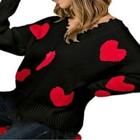 Ženski puloveri, džemperi s dugim rukavima i dekolteom u obliku slova u, pleteni džemperi sa slatkim srcem, džemper s dubokim dekolteom