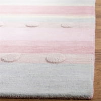 Geometrijski Prugasti tepih od vune, svijetloplava, ružičasta, 3' 5'