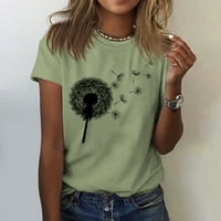Ženska Vintage ljetna široka majica kratkih rukava sa slatkim printom, Okrugli vrat, prednje rame, ženski ljetni vrhovi