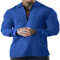 Muška polo majica s patentnim zatvaračem majica s dugim rukavima muški casual pulover udobna majica s reverom kaki majica s manšetama