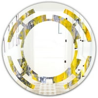 Dizajnerska umjetnost sivo-žuti apstraktni uzorak moderno okruglo zidno ogledalo-prostor
