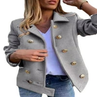 Ženski ugrađeni sako s dvostrukim gumbima Plus size casual radni kaput dugih rukava