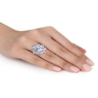 Miabella 8- Carat T.G.W. Stvoren bijeli safir 10k cvjetni prsten od bijelog zlata