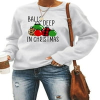 Ženska Božićna majica s kapuljačom, osnovni vrhovi s okruglim vratom, Sretan Božić pulover, plava majica s kratkim rukavima