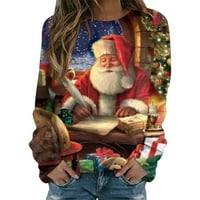 Božićna Ženska majica s kapuljačom, ženska majica, pulover s okruglim vratom, kravata u boji, božićna ulična odjeća, Dukserice, Dukserice,