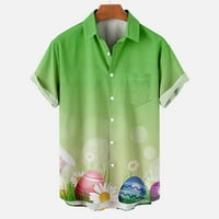& Muška ležerna košulja na kopčanje s uskršnjim printom s džepom za odbacivanje majica kratkih rukava bluza muške košulje poklon