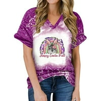 Ženska majica s kratkim rukavima od pamuka s kratkim rukavima, ženski topovi, modna ležerna široka bluza, majica s uskrsnim