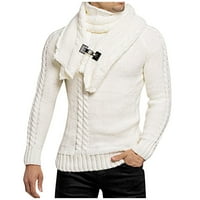 Zimske Dukserice za muškarce Međunarodna trgovina modni pleteni Bib Odvojivi pulover jednobojni džemper od tijesta bijela majica