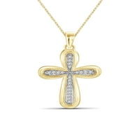 Jewelersclub 14K Zlatna obloga od srebrnog naglaska Dijamantni križni privjesak za žene bijele dijamanti + 18 ”lanac užeta Uključeni
