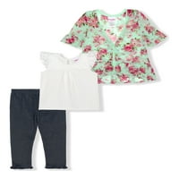 Nanette Toddler Girl Floral Kimono Outfit Set 2T-4T