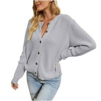 Ženski džemper, ženski modni pleteni kardigan dugih rukava s reverzibilnim gumbima, labavi vrhovi bluza džemper