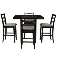 Moderni blagovaonski stol, Kuhinjski stol visine drvene ploče i tapecirane stolice s policama za odlaganje, espresso