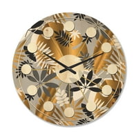 DesignArt 'retro geometrijski luksuzni uzorak lišća iz džungle' Moderni zidni sat iz sredine stoljeća