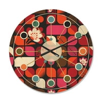 DesignArt 'retro geometrijski cvjetni dizajn I' Moderni zidni sat iz sredine stoljeća