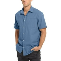 Crne Polo majice za muškarce, Muška stabilna košulja dugih rukava s prednjim gumbima, nebesko plava, MTB