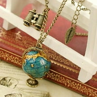 Vintage ogrlica s globusom planet Zemlja karta svijeta umjetnički Privjesak kuglični lanac džemper Duga ogrlica