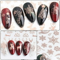 naljepnice za nokte 5 božićna serija zlatno reljefno crveno zeleno ružičasto zlato naljepnice za nokte snijeg božićno drvce