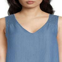Ženska majica bez rukava s izrezom u obliku slova M. S., veličine M. S.