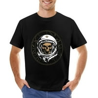 Muška majica s lubanjom astronauta od pamuka, ležerni vrhovi kratkih rukava, poklon majica u crnoj boji;
