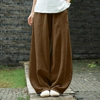 Ženske hlače, modne ženske joga hlače, široke, široke, udobne pidžama hlače s visokim strukom i džepovima