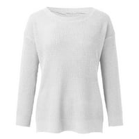 Ženski džemperi u donjem dijelu leđa, Ženski jesen / zima casual džemperi s napuhanim rukavima, široki mekani pulover, crni u donjem
