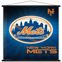Zidni plakat s logotipom Njujorški Mets u drvenom magnetskom okviru, 22.37534