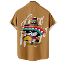 Havajske košulje s printom Sombrero Kaktusa za muškarce, Ležerne havajske košulje na plaži na kopčanje