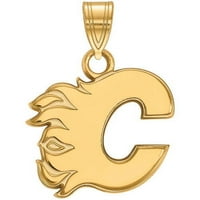 14K žuto zlato NHL logotip Calgary Flames Pismo C Mali privjesak