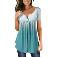 Ženske ljetne Ležerne majice kratkih rukava s izrezom u obliku slova u, tunika s grafičkim printom, majica s gumbima Plus Size za