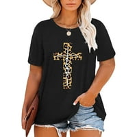 Košulje za žene, široka majica s kršćanskim križem, vrhovi Plus veličine