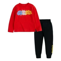 Crayola Boys grafička majica s dugim rukavima i joggerskim hlačama, dvodijelni set odjeće, veličine 4-7