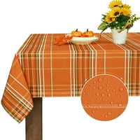 Karirani stolnjak jesenski stolnjak za Dan zahvalnosti narančasti četvrtasti stolnjak za večeru jesenski dekor, 55 55
