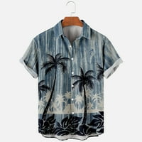 Havajske košulje za muškarce, Vintage gornji dio s palminim printom na kopčanje, ležerna tropska košulja na plaži kratkih rukava