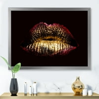 Dizajnerska umjetnost seksi zlatne metalizirane ženske usne Moderni uokvireni umjetnički tisak