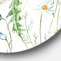 DesignArt 'Wildflowers Clover Bell and Chamile II' Tradicionalna metalna zidna umjetnost kruga - disk od 36