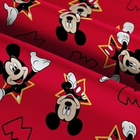 Disney 59 Fleece Mickey Mouse and Stars šivanje i zanatska tkanina YD Bolt, crvena